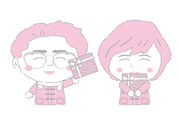 プレゼントを贈り合う男女