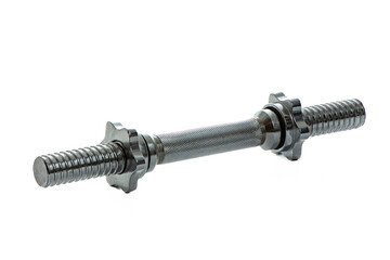 metal neck for dumbbells in disassembled form on a white isolated background
