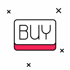 Filled outline Buy button icon isolated on white background. Financial and stock investment market concept. Vector