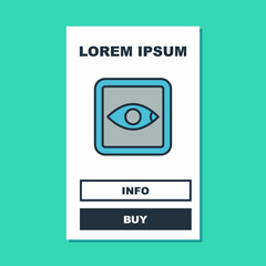 Filled outline Film or movie cinematography rating or review icon isolated on turquoise background. Vector