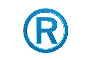 Registered symbol. 3D registered icon. 3D illustration.