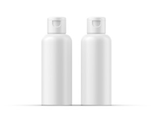 Blank cosmetic bottle with flip top cap for branding and mockup, 3d illustration