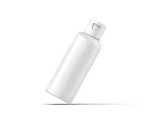 Blank cosmetic bottle with flip top cap for branding and mockup, 3d illustration