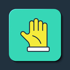 Filled outline Beekeeper glove icon isolated on blue background. Turquoise square button. Vector