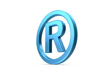 Registered symbol. 3D registered icon. 3D illustration.