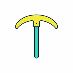 Filled outline Pickaxe icon isolated on white background. Vector