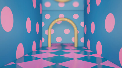 Obraz na płótnie Canvas Empty room with wall pattern background. 3D illustration, 3D rendering 