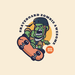 Illustration vector graphic of Skateboard Zombie, good for logo design