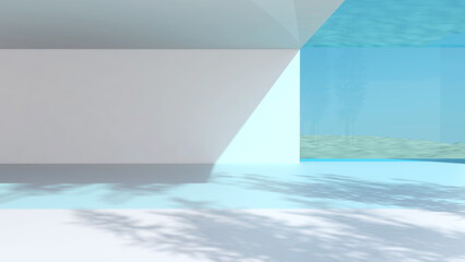 Fototapeta na wymiar The Building style modern on Sky Background. 3D illustration, 3D rendering 
