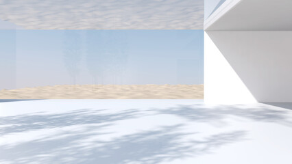 The Building style modern on Sky Background. 3D illustration, 3D rendering	
