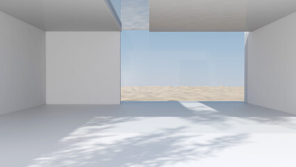 Fototapeta na wymiar The Building style modern on Sky Background. 3D illustration, 3D rendering
