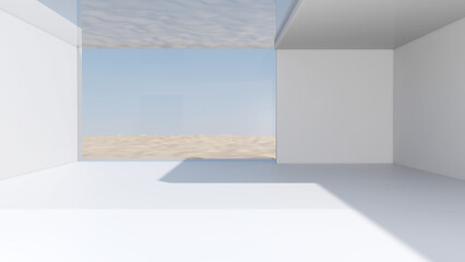 Fototapeta na wymiar Empty room with Wall Background. 3D illustration, 3D rendering 