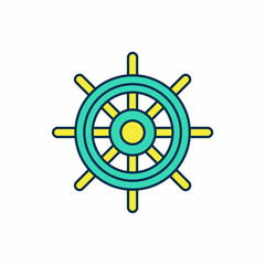 Fototapeta premium Filled outline Ship steering wheel icon isolated on white background. Vector