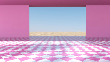 Empty room with Wall Background. 3D illustration, 3D rendering	
