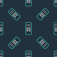Line Remote control icon isolated seamless pattern on black background. Vector
