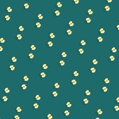 Colorful fruit pattern of fresh apples sliced on green background. Top view. Flat lay. Pop art design, creative summer concept