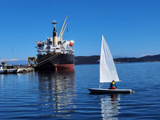 sailors junior training in sailing in port of preveza city greece