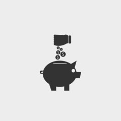 Piggy bank vector icon illustration sign