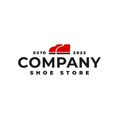 illustration of a red shoes. logo for shoe store. shoe factory logo vector template.