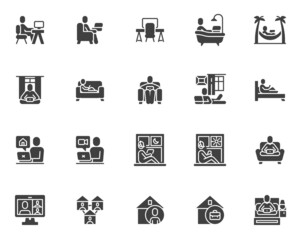 Freelance working vector icons set
