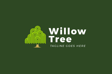 Simple Minimalist Willow Tree Logo Template for Your Business - obrazy, fototapety, plakaty