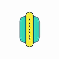 Filled outline Hotdog sandwich icon isolated on white background. Sausage icon. Fast food sign. Vector