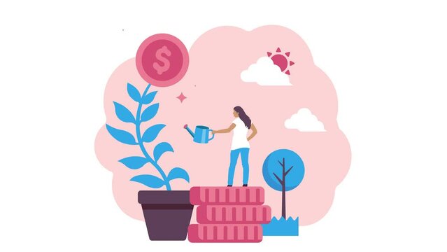 Saving money, making money concept animation ( 4K )
