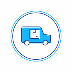 Filled outline Delivery cargo truck vehicle icon isolated on white background. Vector