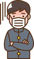 Male student who is sick wearing a mask.