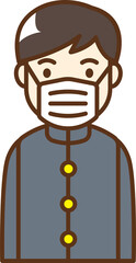 Clip art of male student wearing a mask