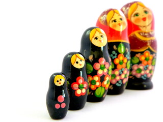 Russian nesting doll on white background