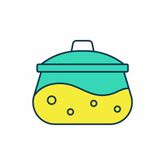 Filled outline Cooking pot icon isolated on white background. Boil or stew food symbol. Vector