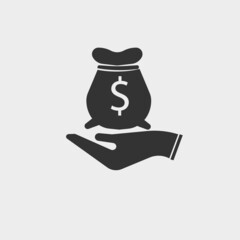 Money in palm vector icon illustration sign