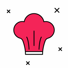 Filled outline Chef hat icon isolated on white background. Cooking symbol. Cooks hat. Vector