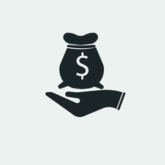 Money in palm vector icon illustration sign
