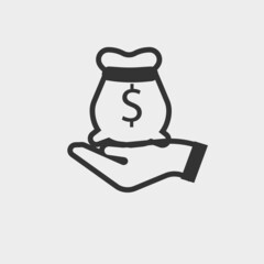 Money in palm vector icon illustration sign