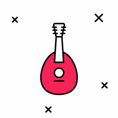 Filled outline Traditional musical instrument mandolin icon isolated on white background. Vector
