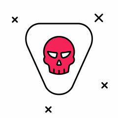 Filled outline Guitar pick icon isolated on white background. Musical instrument. Vector