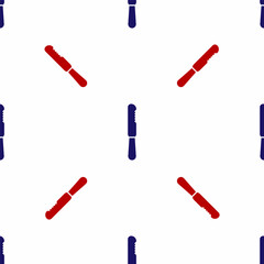Blue and red Disposable plastic knife icon isolated seamless pattern on white background. Vector Illustration