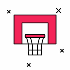 Filled outline Basketball backboard icon isolated on white background. Vector