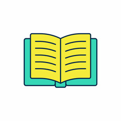 Filled outline Open book icon isolated on white background. Vector