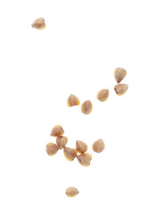 Buckwheat groats isolated on white background.