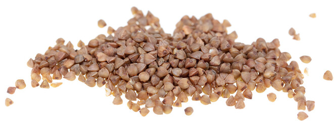 Buckwheat groats isolated on white background.