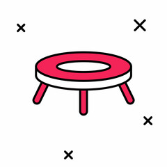 Filled outline Jumping trampoline icon isolated on white background. Vector