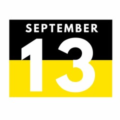 September 13 . Flat daily calendar icon .date ,day, month .calendar for the month of September