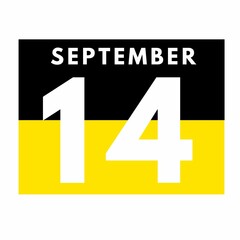 September 14 . Flat daily calendar icon .date ,day, month .calendar for the month of September