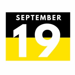 September 19 . Flat daily calendar icon .date ,day, month .calendar for the month of September
