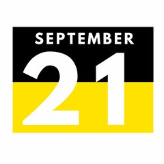 September 21 . Flat daily calendar icon .date ,day, month .calendar for the month of September
