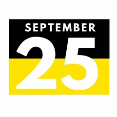September 25 . Flat daily calendar icon .date ,day, month .calendar for the month of September