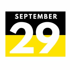September 29 . Flat daily calendar icon .date ,day, month .calendar for the month of September